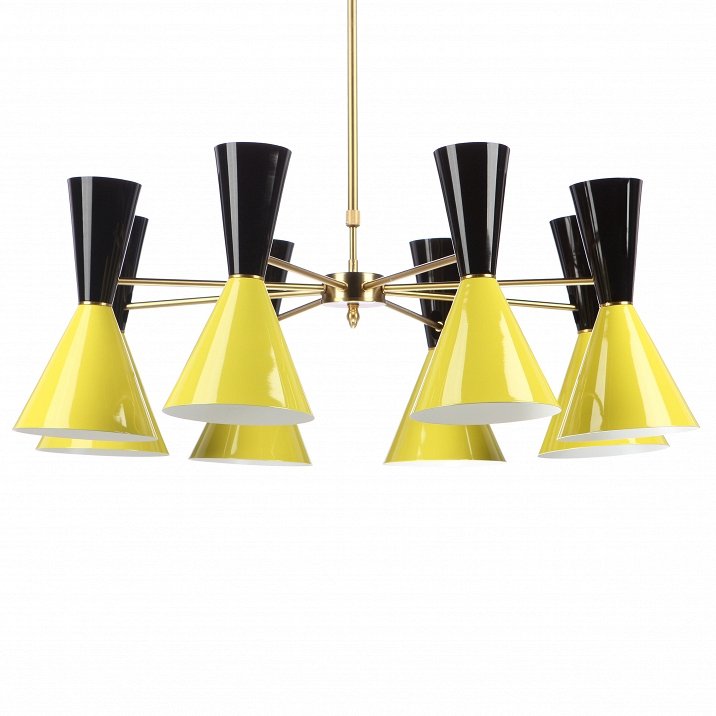 Люстра CAIRO Chandelier 8 Armblack black and yellow Черный Желтый Латунь в Воронеже | Loft Concept 