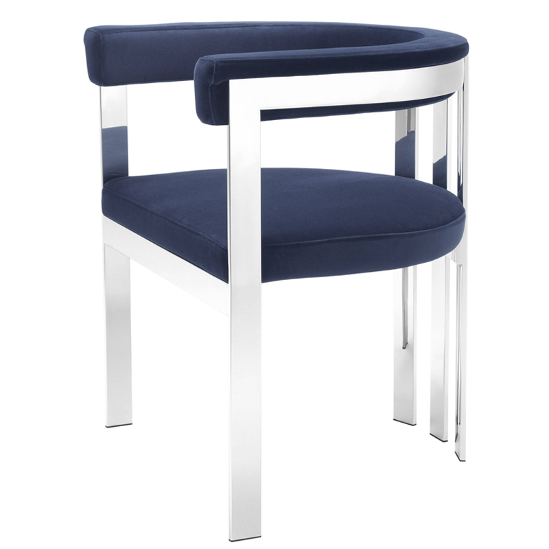 Стул Eichholtz Dining Chair Clubhouse blue Сапфирово-синий Нержавеющая сталь в Воронеже | Loft Concept 