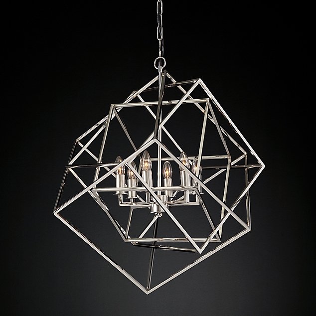 Люстра Restoration Hardware Caged Cubist Pendant Серебряный в Воронеже | Loft Concept 