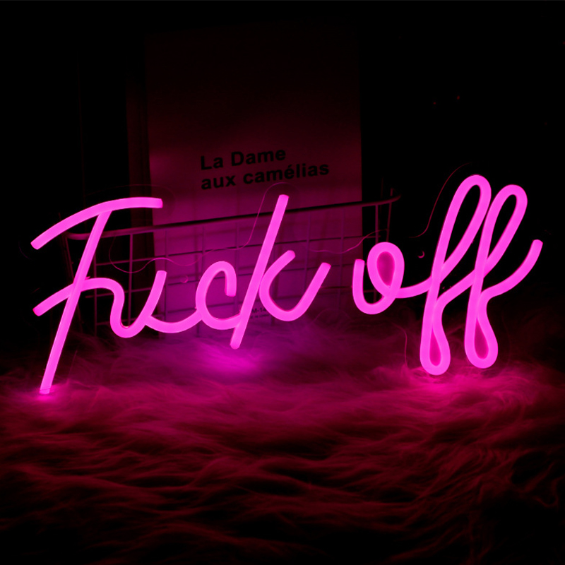 Неоновая настенная лампа Fuck Off Neon Wall Lamp Розовый Розовый Прозрачный в Воронеже | Loft Concept 