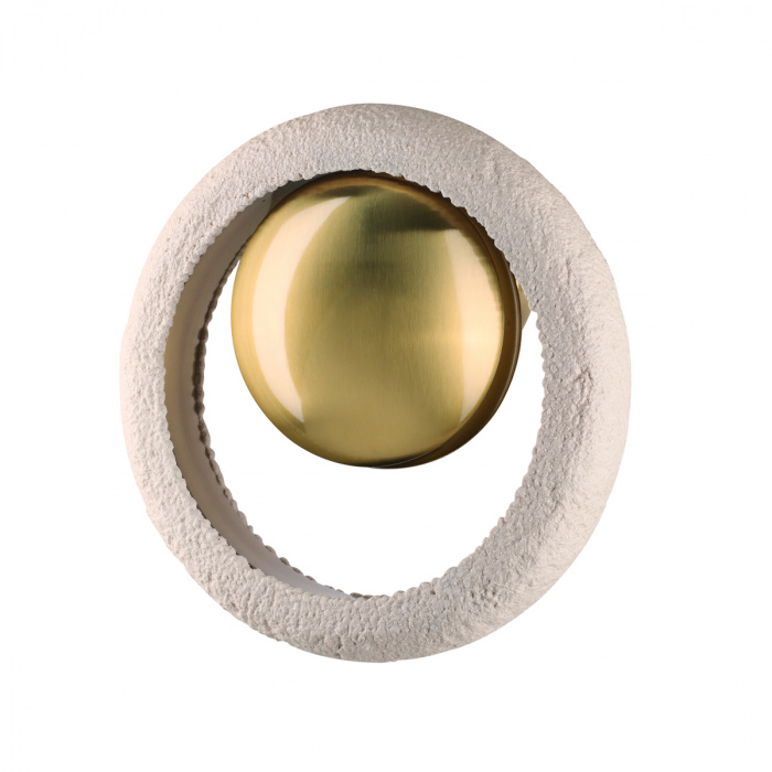 Бра с бежевым текстурным кольцом и латунным шаром в центре Tactile  Латунь сатинированная Бежевый в Воронеже | Loft Concept 