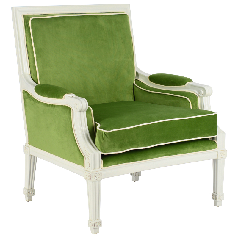 Кресло French Provence Armchair Ferrand green Зеленый смок Белый в Воронеже | Loft Concept 