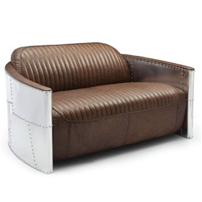 Диван Aviator Sofa 2 seat Белый Черный Коричневый в Воронеже | Loft Concept 