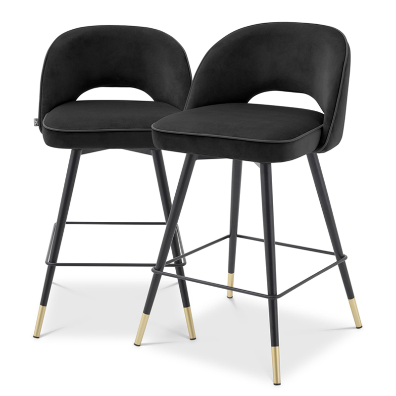 Комплект полубарных стульев Eichholtz Counter Stool Cliff set of 2 black Черный Латунь в Воронеже | Loft Concept 