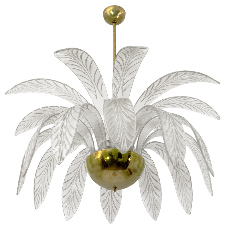 Люстра Modern Chandelier Palm White Стеклянные Листья Пальмы  Золотой Белое матовое стекло в Воронеже | Loft Concept 