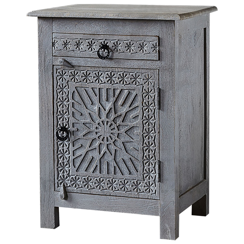 Тумба Indian Antique Furniture Akshi Nightstand Серый Коричневый в Воронеже | Loft Concept 