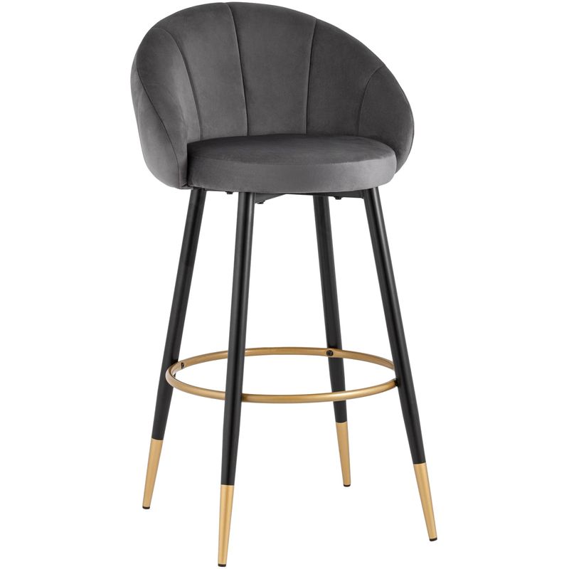 Барный Стул Alberto Chair Серый Велюр Серый Черный Золотой Барный Стул Alberto Chair Серый Велюр Серый Черный Золотой в Воронеже | Loft Concept