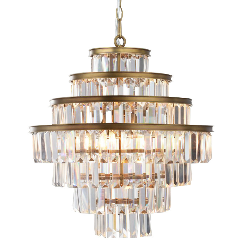 Люстра RH Alaine Crystal Large Pendant Antiqued Brass Золотой Прозрачное Стекло в Воронеже | Loft Concept 