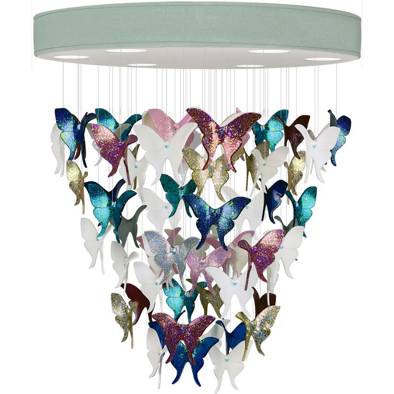 Люстра Цветные Бабочки Светло-Зеленая база Night Butterflies Chandelier Multi Color Зеленый Мульти в Воронеже | Loft Concept 