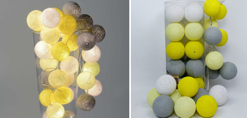 Гирлянда хлопковые фонарики Сotton Ball Yellow - Loft-Concept в Воронеже