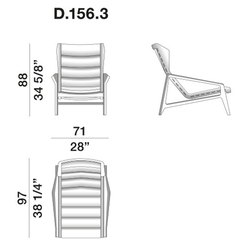 Дизайнерское кресло с подлокотниками из массива дерева Gio Ponti D.156.3 Armchair в Воронеже