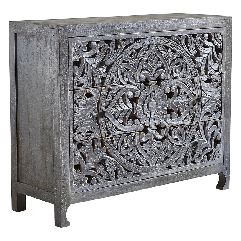 Комод Indian Antique White Furniture Chest of Drawers Kailash серый Серый в Воронеже | Loft Concept 