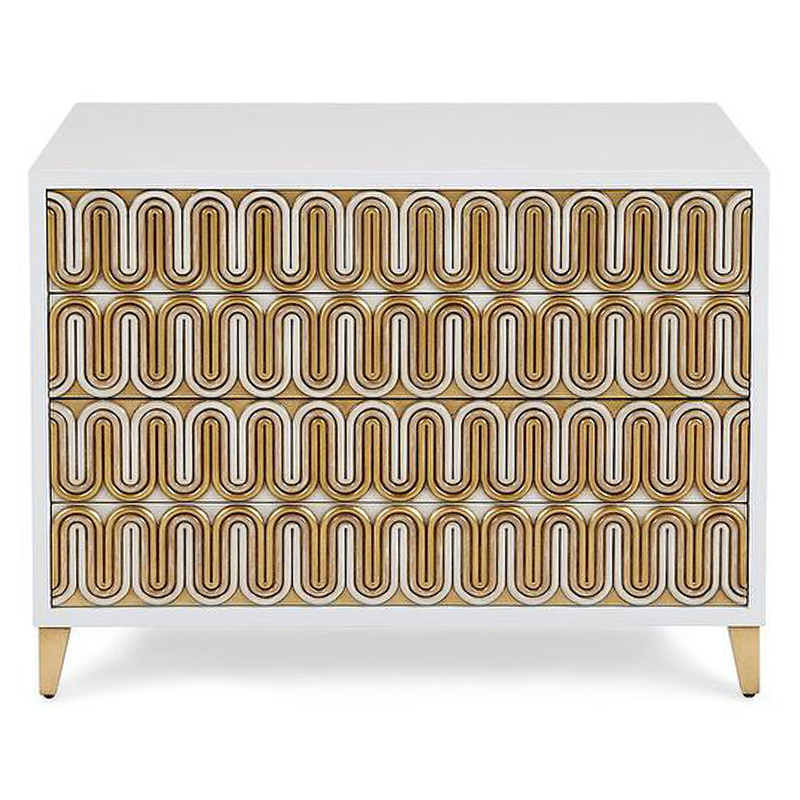 Комод Park Avenue Brass Wave Pattern Chest of Drawers Белый Золотой в Воронеже | Loft Concept 