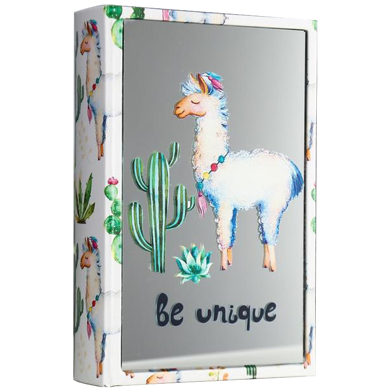 Шкатулка-книга Funny Llama and Cactus Mirror Book Box Мульти Белый в Воронеже | Loft Concept 