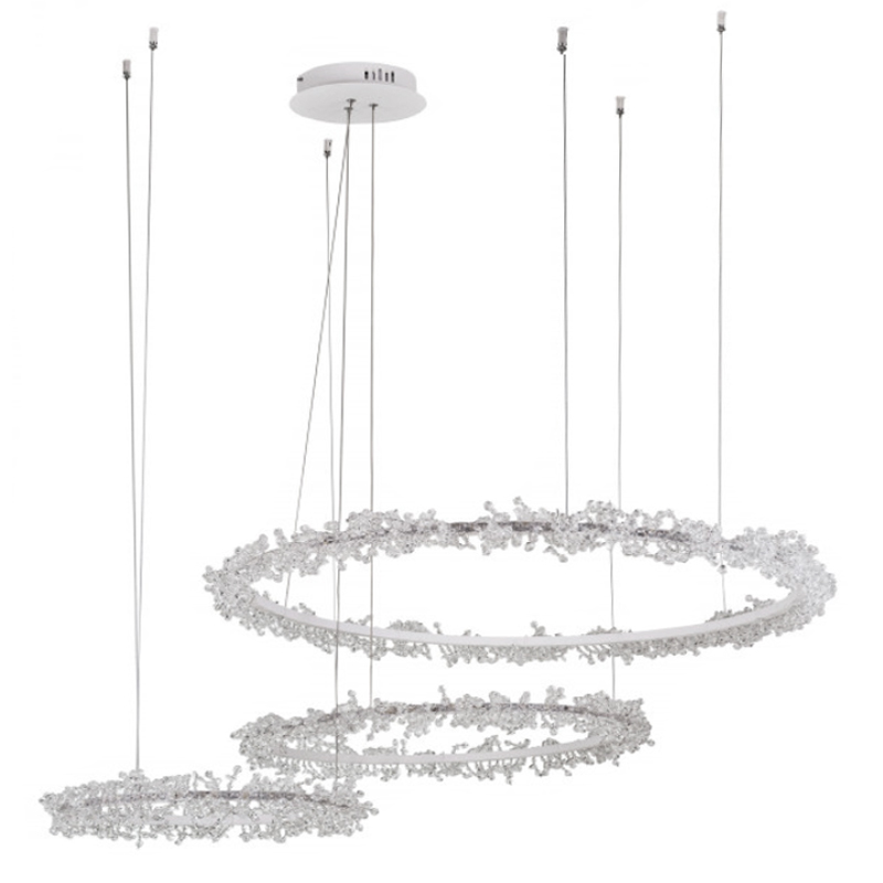 Люстра Crystal round chandelier 3 кольца Белый Прозрачный Белый в Воронеже | Loft Concept 