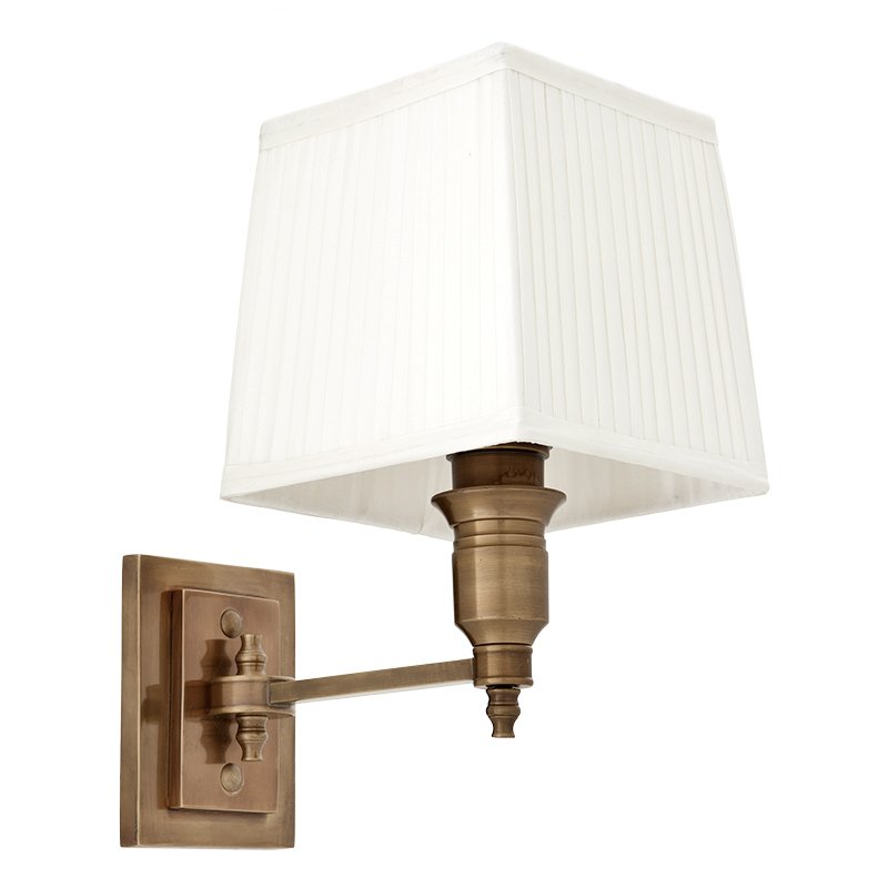 Бра Wall Lamp Lexington Single Brass+White Латунь Античная полированная Белый в Воронеже | Loft Concept 