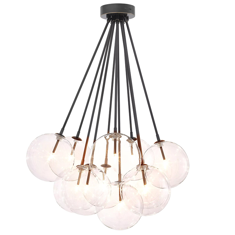 Люстра Eichholtz Ceiling Lamp Molecule Bronze Прозрачное Стекло Темная бронза в Воронеже | Loft Concept 