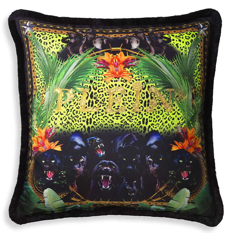 Подушка Philipp Plein Cushion Silk Jungle 70 x 70 Черный Мульти в Воронеже | Loft Concept 