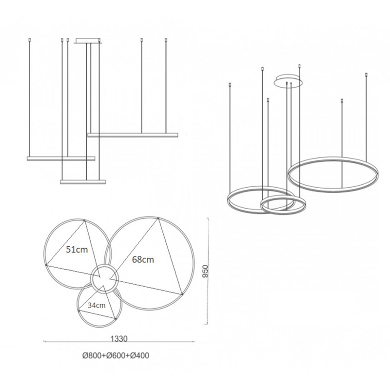 Люстра Crystal round chandelier 3 кольца Белый в Воронеже