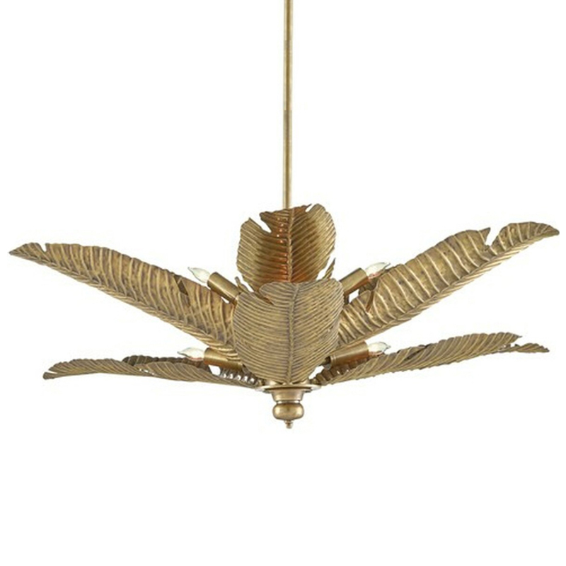 Дизайнерская Люстра Золотые Листья Пальмы Modern Golden Palm Leaves Chandelier Золотой в Воронеже | Loft Concept 