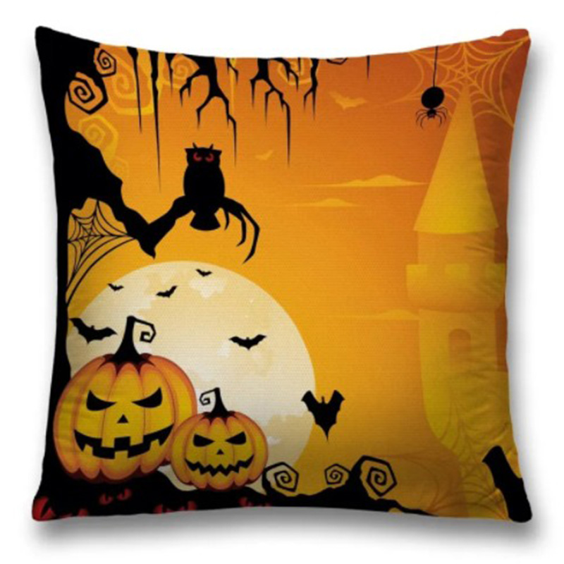 Подушка Halloween Evening Черный Оранжевый Подушка Halloween Evening Черный Оранжевый в Воронеже | Loft Concept