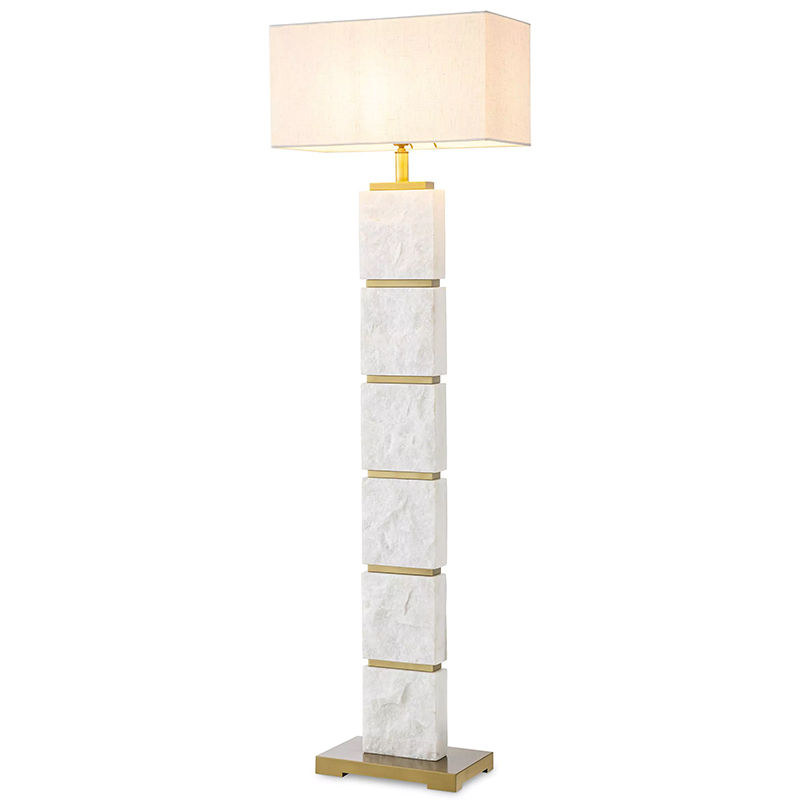 Торшер Eichholtz Floor Lamp Newton Marble Белый Мрамор Bianco Кремовый Латунь в Воронеже | Loft Concept 