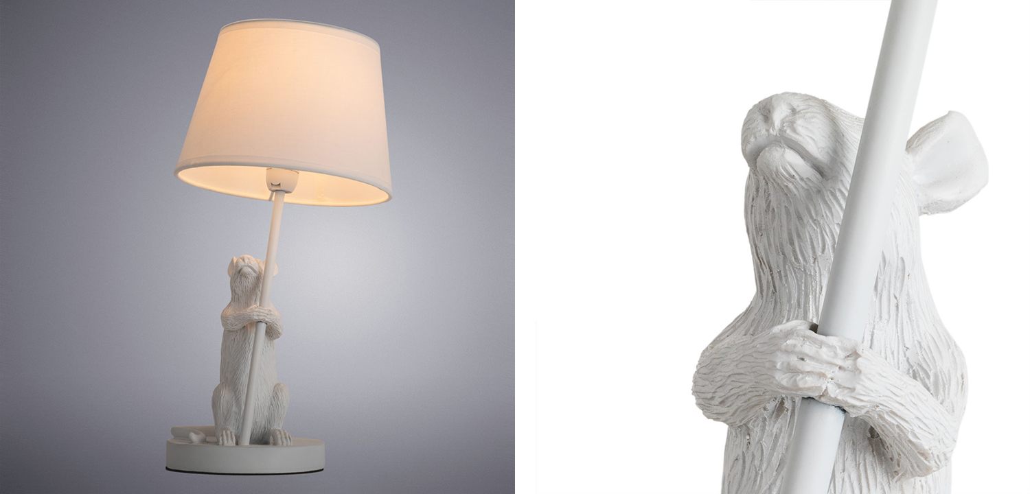 Настольная лампа White Mouse holding a lamp - фото