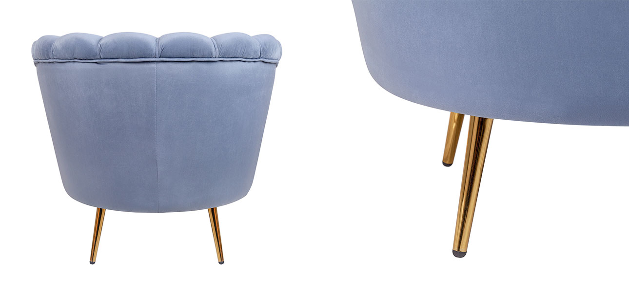 Кресло велюр синий Blue Flower - фото №1