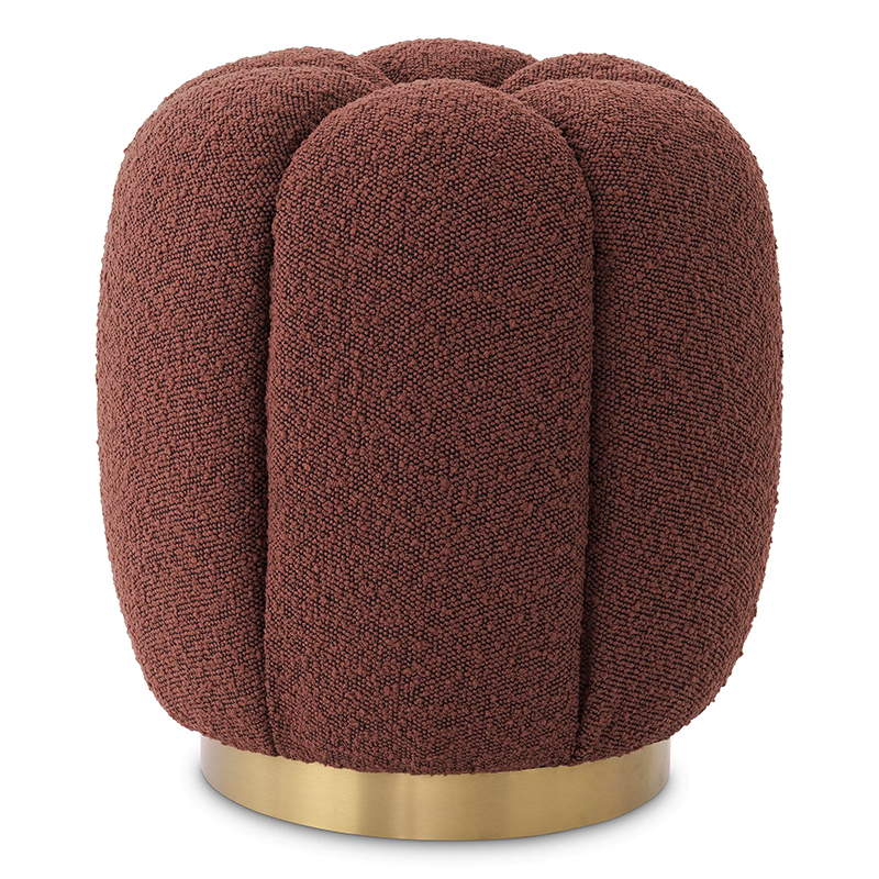 Пуф Eichholtz Stool Orchanic Boucle Rouge Бургундский красный Латунь в Воронеже | Loft Concept 