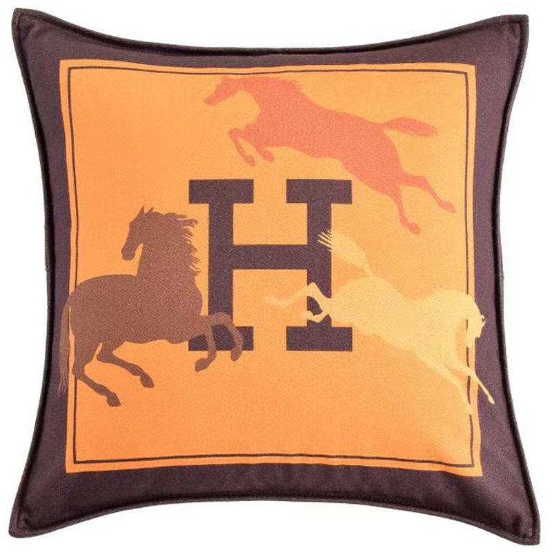 Декоративная подушка Hermes Horse 45 Желтый Коричневый Оранжевый в Воронеже | Loft Concept 