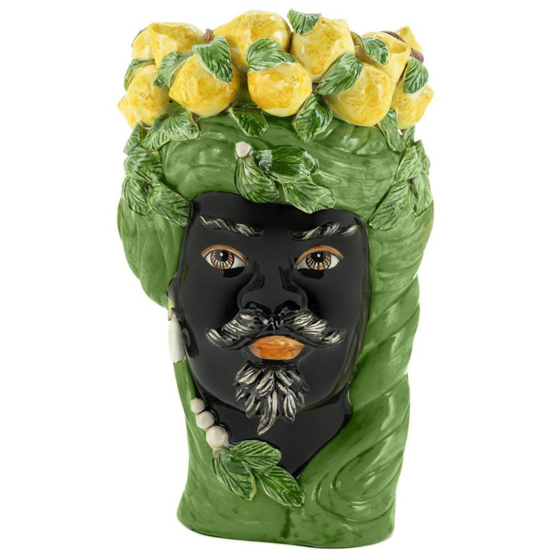 Ваза Vase Lemon Head Man Green Зеленый Желтый Черный в Воронеже | Loft Concept 