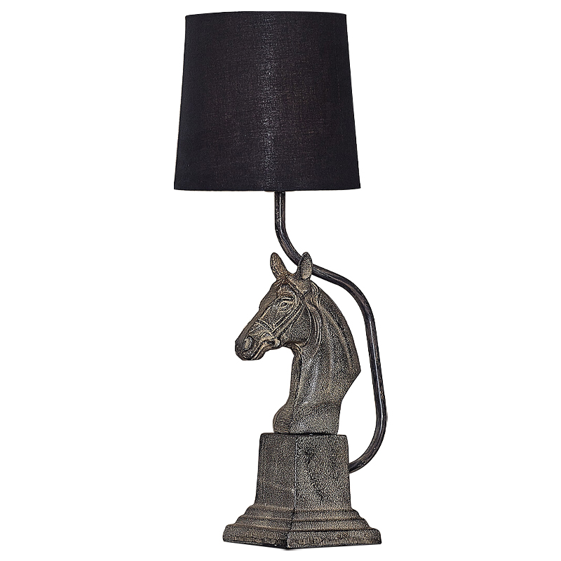 Настольная лампа с абажуром Lampshade Horse Sculpture Черный Металлик винтаж в Воронеже | Loft Concept 