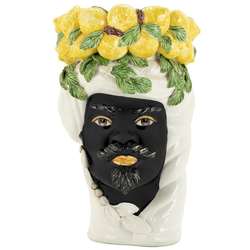 Ваза Vase Lemon Head Man White Белый Черный Желтый Зеленый в Воронеже | Loft Concept 