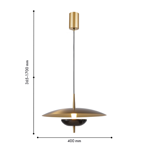 Подвесной светильник с золотым металлическим плафоном округлой формы и декоративным элементом из чёрного мрамора Midnight Grace  в Воронеже