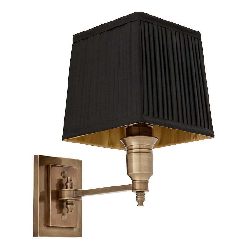 Бра Wall Lamp Lexington Single Brass+Black Латунь Античная полированная Черный в Воронеже | Loft Concept 