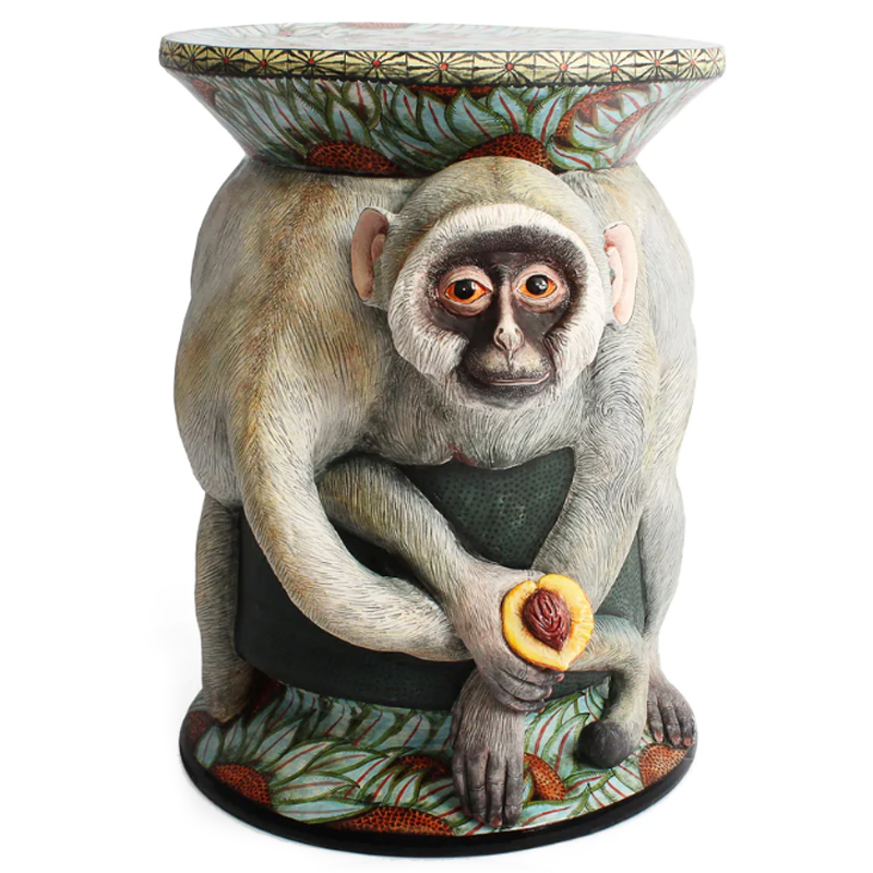 Табурет Обезьяна с фруктом ручная работа Monkey Side Table Серый в Воронеже | Loft Concept 