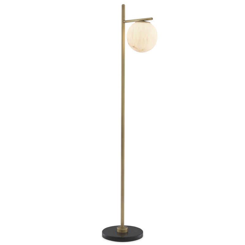 Торшер Eichholtz Floor Lamp Faloria Белый Латунь Античная полированная Черный Мрамор Nero в Воронеже | Loft Concept 