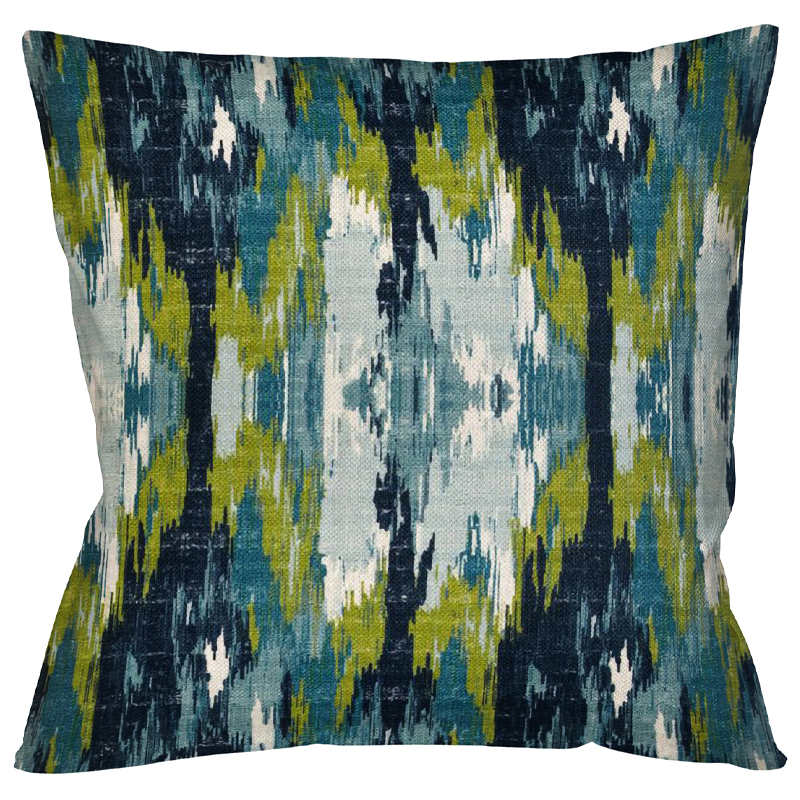 Декоративная подушка с сине-зеленым узором Ikat Pattern Мульти в Воронеже | Loft Concept 