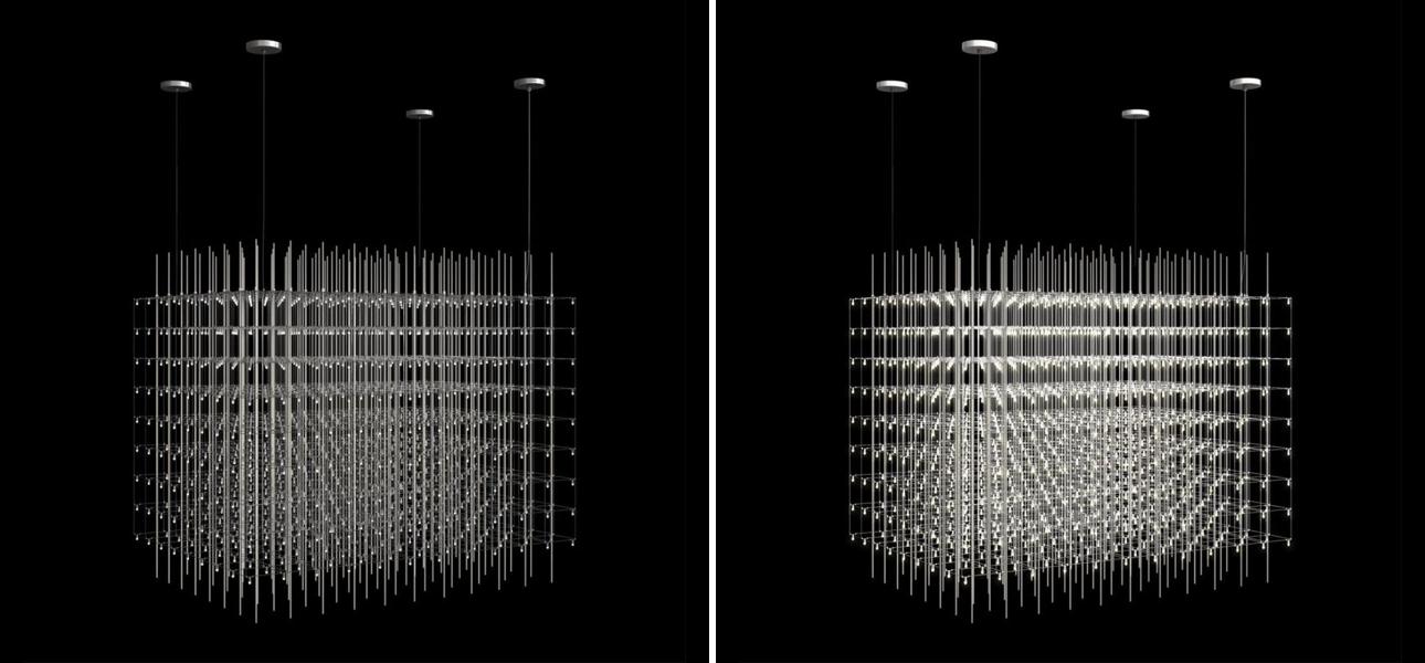 Светодиодная Люстра Прямоугольная Куб Universe Square Glass by Quasar 120 см - фото