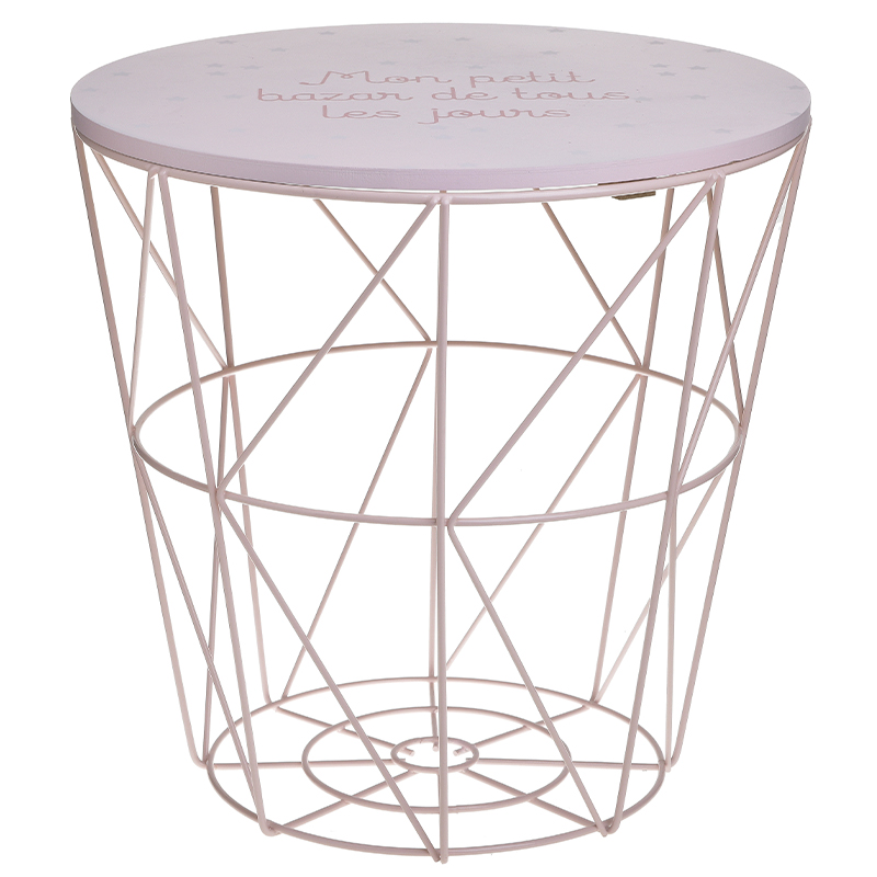 Круглый приставной стол-корзина Pink Wire Basket Side Table Розовый в Воронеже | Loft Concept 