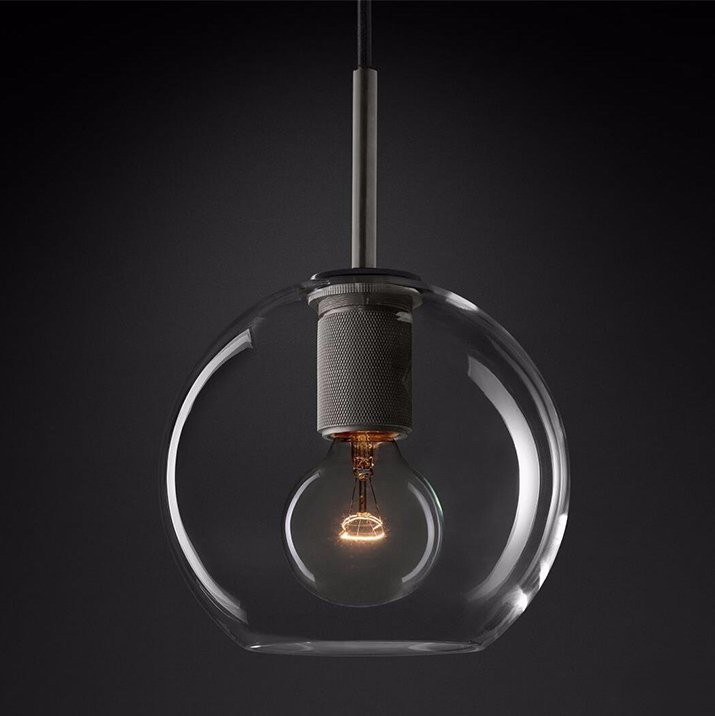 Подвесной светильник RH Utilitaire Globe Pendant Black Темная бронза Прозрачное Стекло в Воронеже | Loft Concept 