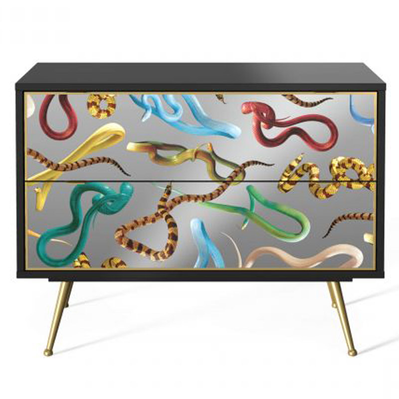 Комод Seletti Chest of Two Drawers Snakes Мульти Черный Золотой Шампань в Воронеже | Loft Concept 