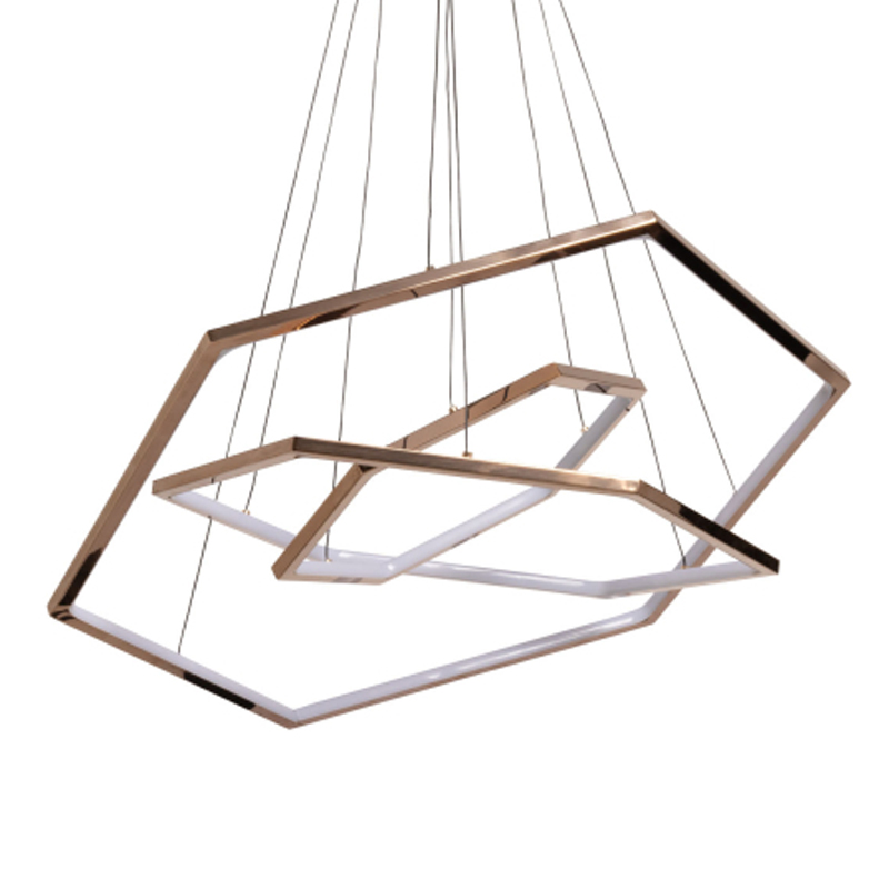 Люстра с 3-мя подвесами в виде шестиугольников Hexagon Horizontal Золотой в Воронеже | Loft Concept 