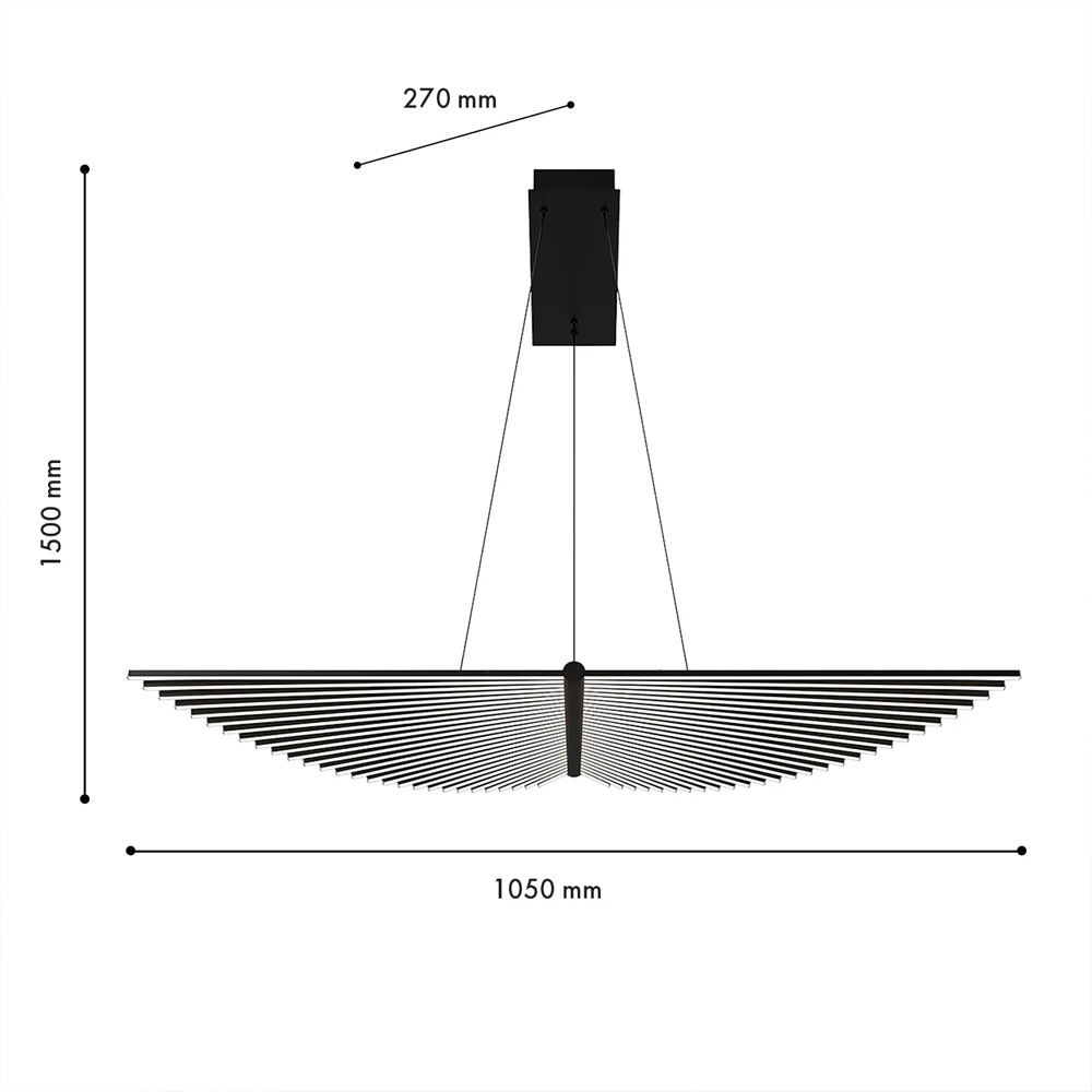 Люстра в виде распахнутых крыльев из тонких металлических планок Flight of Freedom в Воронеже