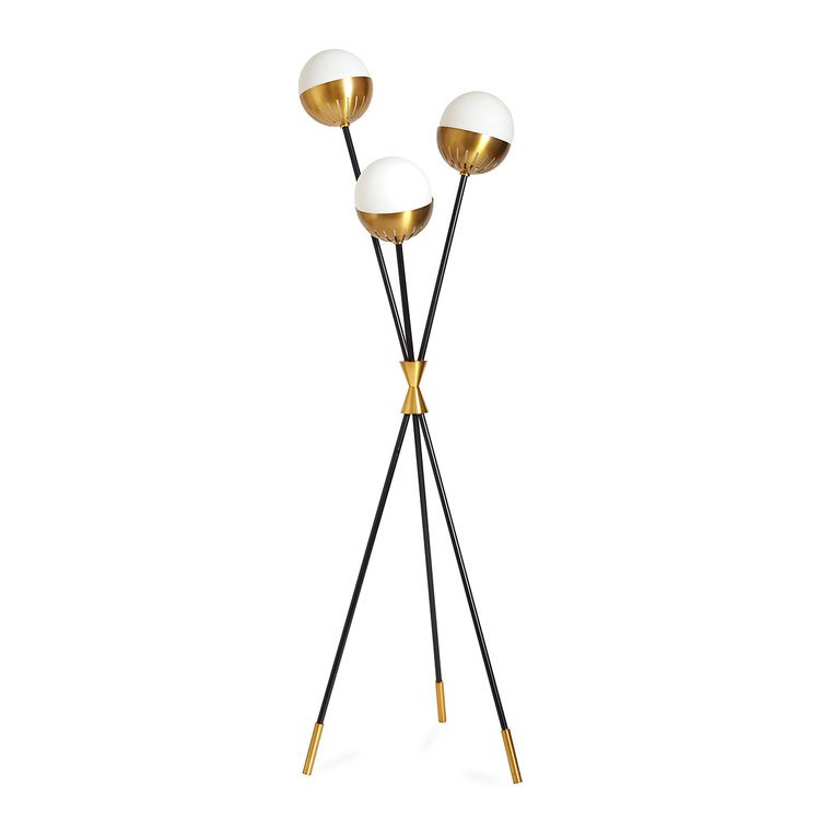 Торшер Caracas Tripod Floor Lamp Черный Белый Латунь в Воронеже | Loft Concept 