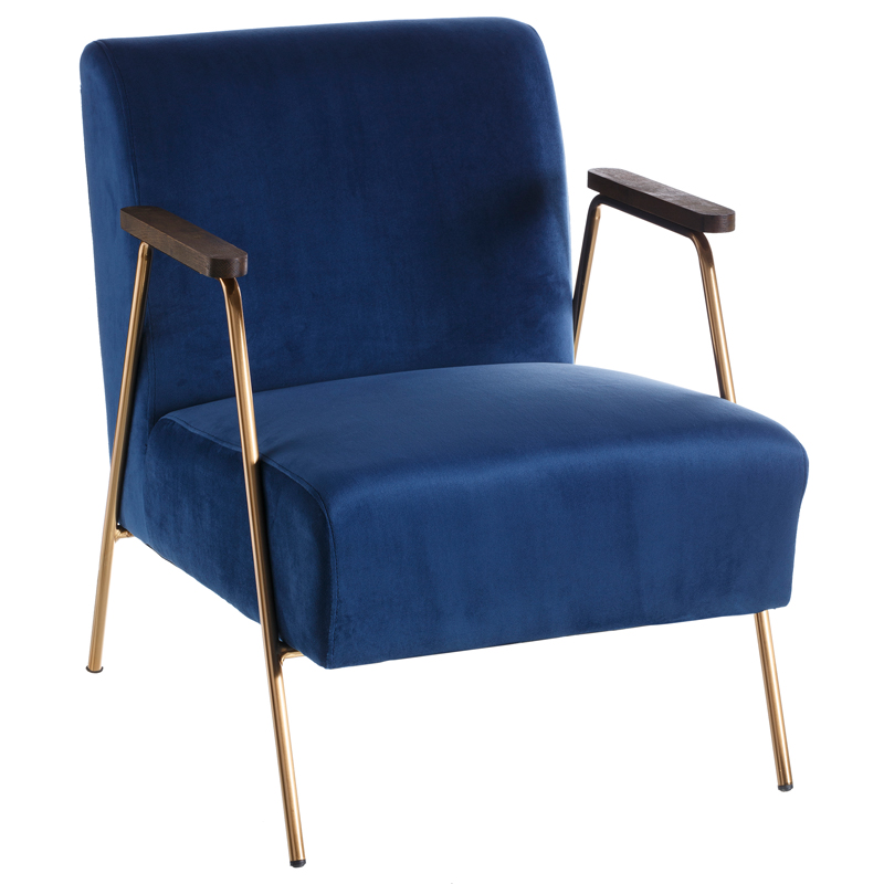 Кресло Domitila Armchair blue Синий Золотой Коричневый в Воронеже | Loft Concept 