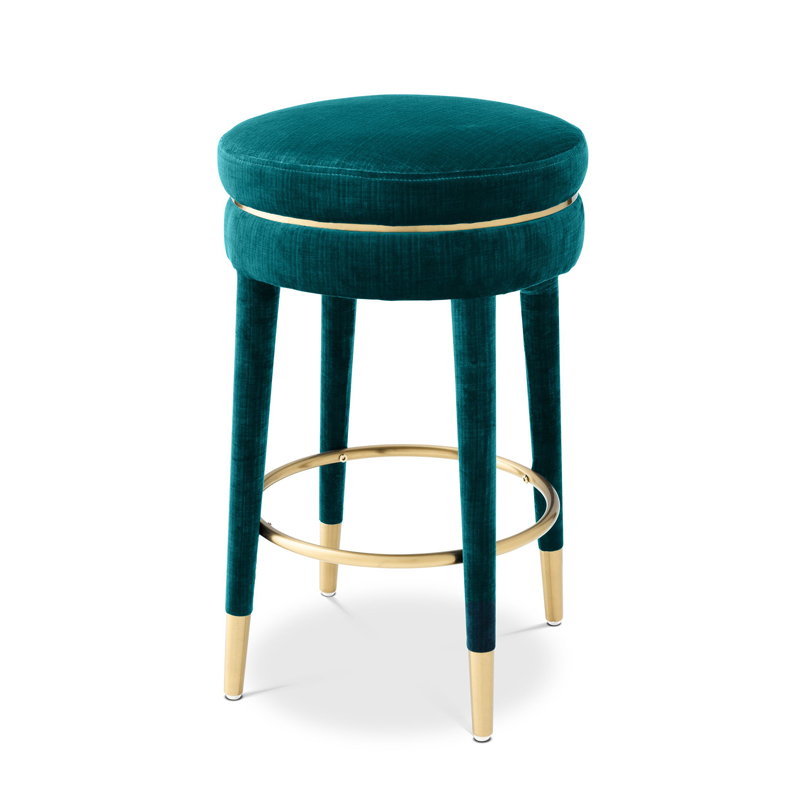 Полубарный стул Eichholtz Counter Stool Parisian blue Бирюзовый Латунь в Воронеже | Loft Concept 