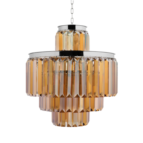 Люстра RH 1920s Odeon Smoke Chandelier 50/4 Янтарь (Amber) Хром в Воронеже | Loft Concept 