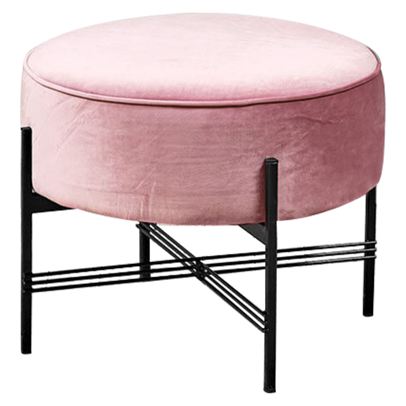 Пуф розовый велюровый Sanjay Velour Pouf Pink Дымчатая Роза Черный в Воронеже | Loft Concept 