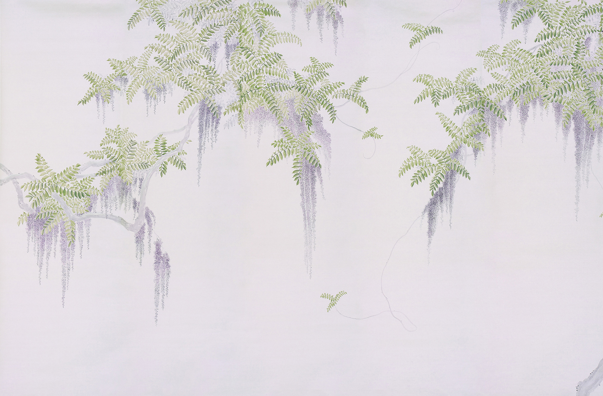 Обои в японском стиле Wisteria Lavender on Lilac Mica metallic Xuan paper Обои в японском стиле Wisteria Lavender on Lilac Mica metallic Xuan paper - постер Loft-Concept в Воронеже
